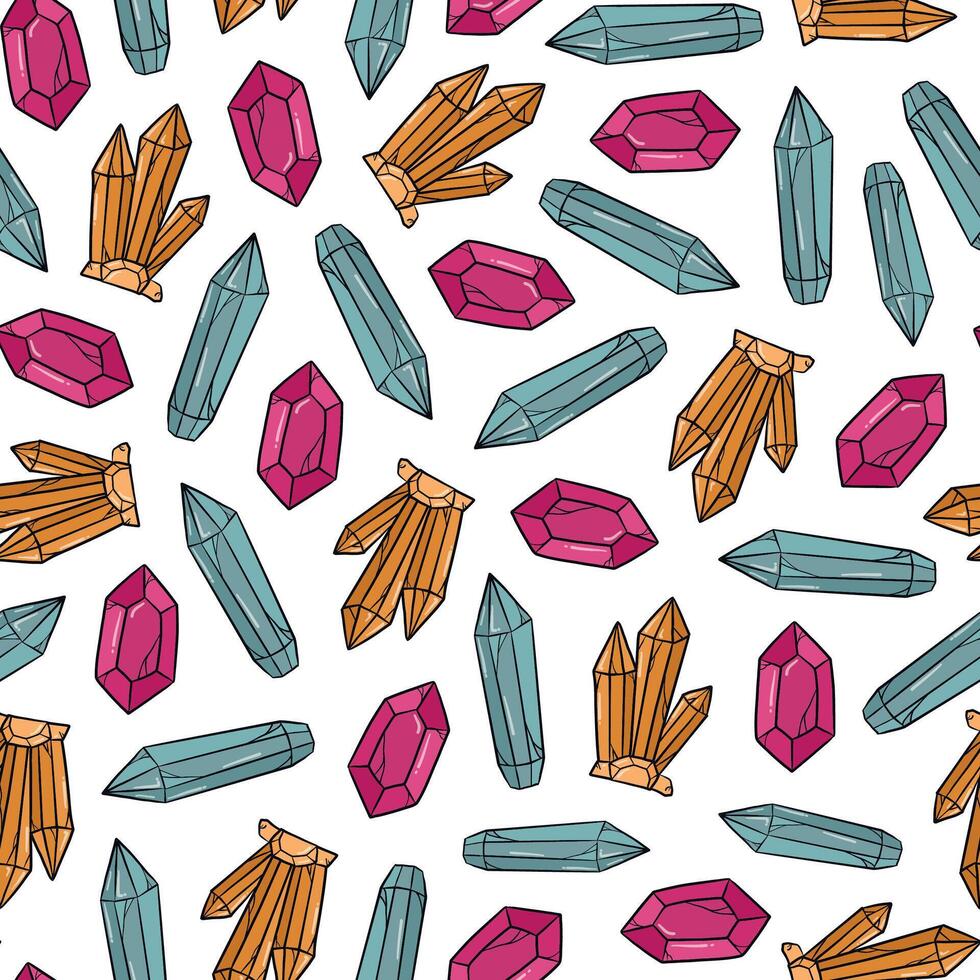 Halloween crystals seamless pattern for textile prints, wallpaper, scrapbooking, wrapping paper, backgrounds, apparel, covers, holiday decor, etc. EPS 10 vector