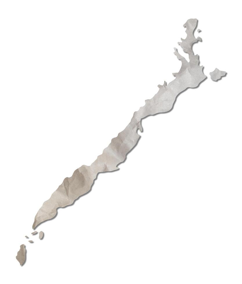 Palawan island map paper texture cut out on white background. photo