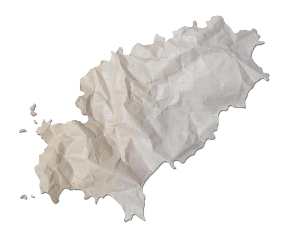 island map paper texture cut out on white background. photo
