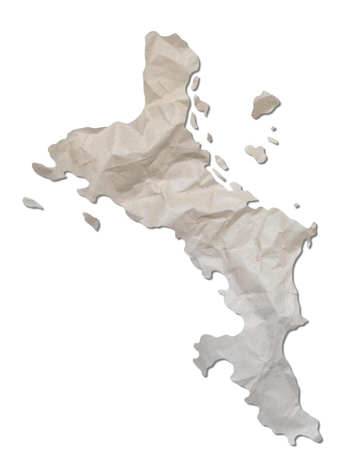 island map paper texture cut out on white background. photo