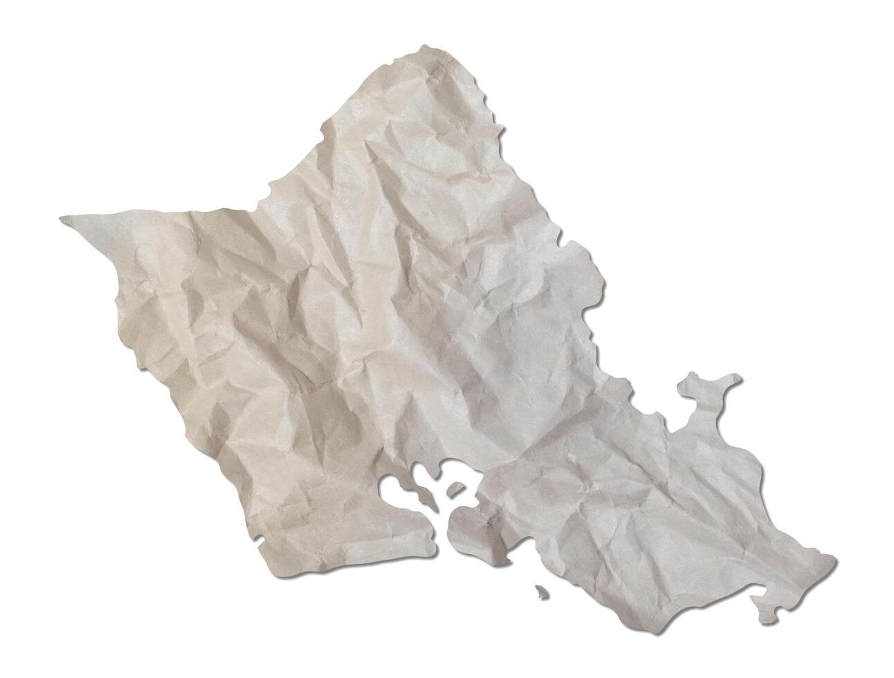 island map paper texture cut out on white background. photo