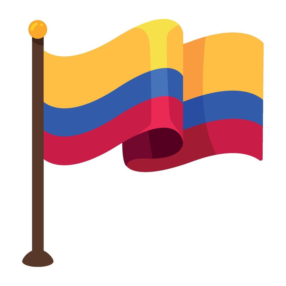 Colombia flag waving on a pole vector