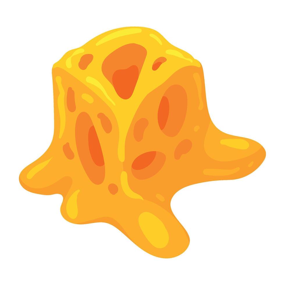Cheese slice with melted isolated vector