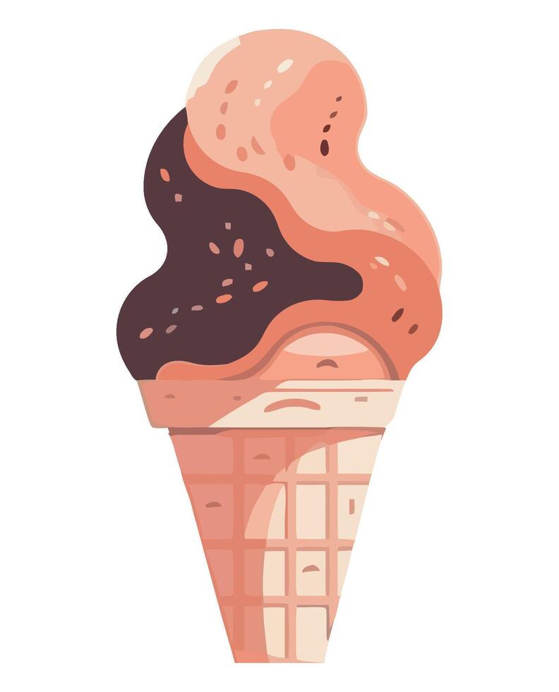 Ice cream in waffle cone illustration vector