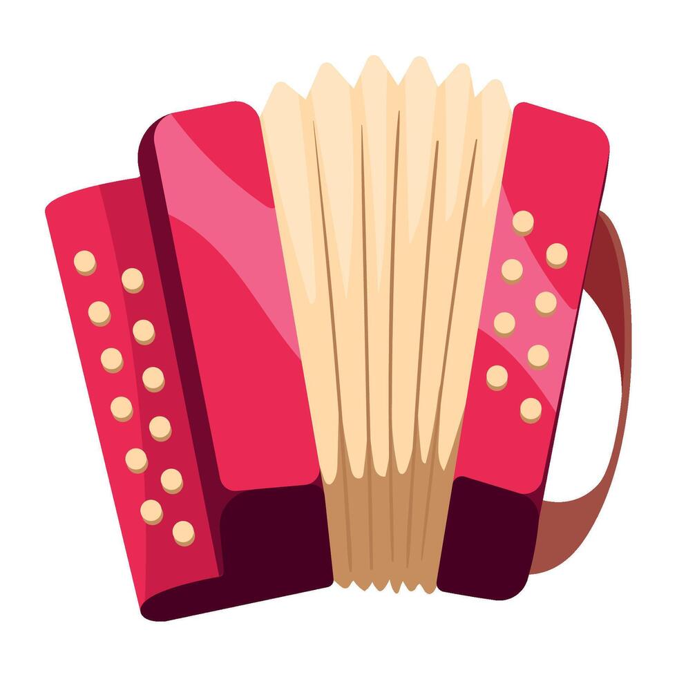 A red accordion on a white background vector