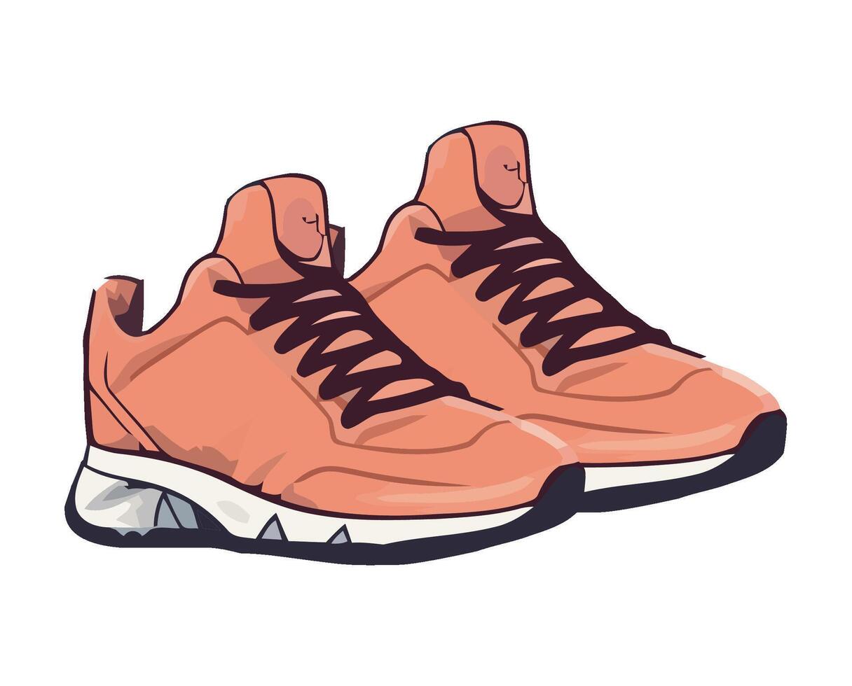 An orange pair of sneakers on a white background vector