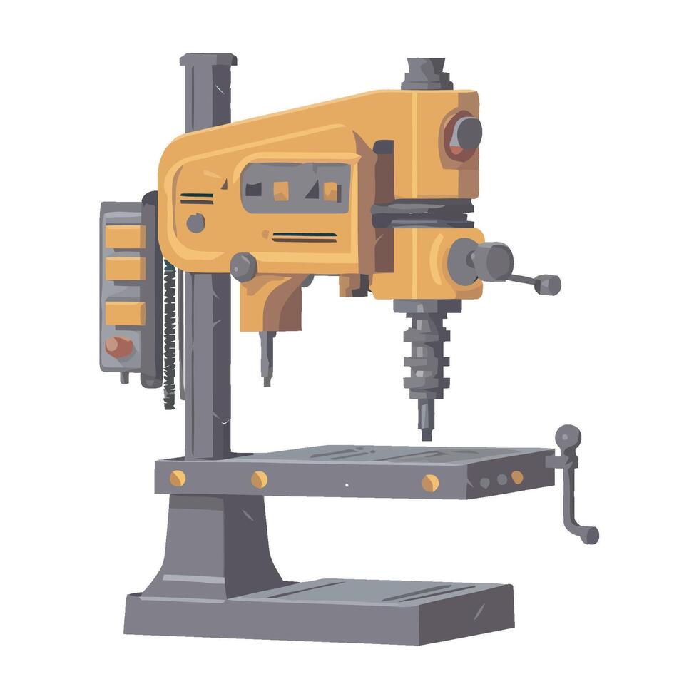 Robotic arm metal drill heavy industry factory isolated vector