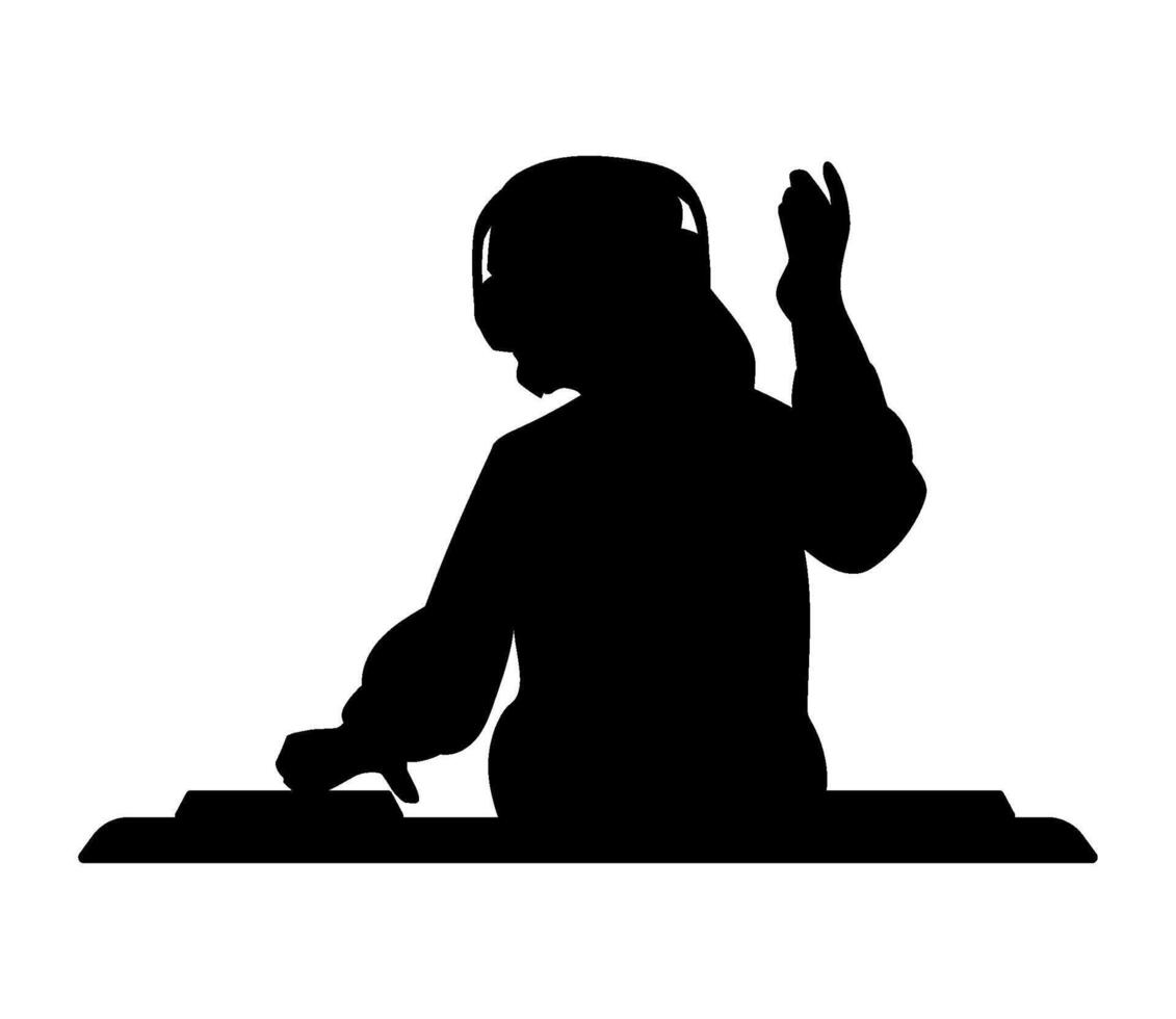 DJ silhouette mixing beats vector