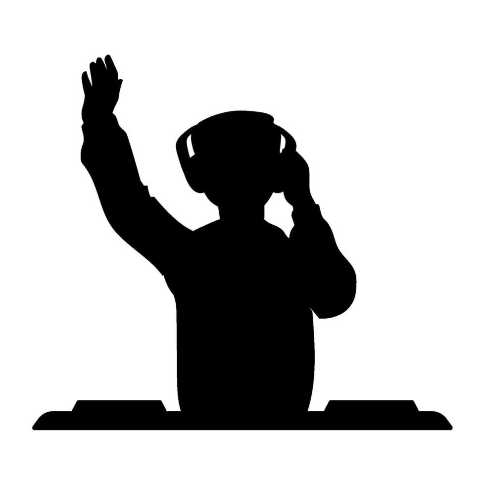 DJ silhouette performing illustration design vector