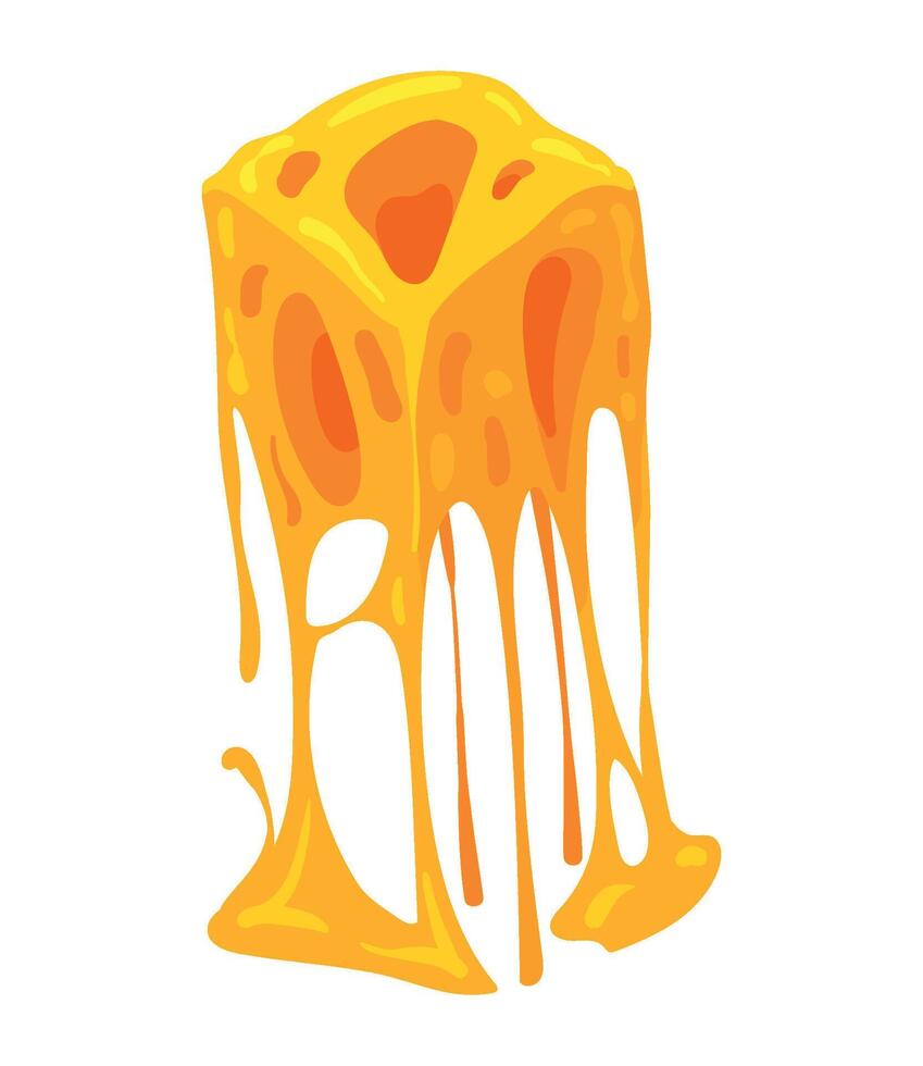Melted cheese slice with dripping illustration vector