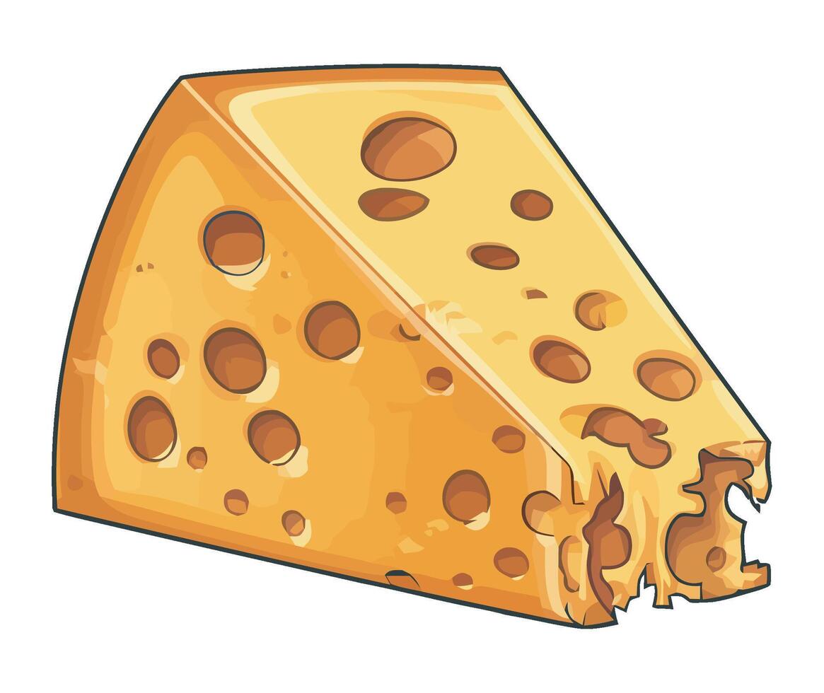A piece of cheese with holes on it vector