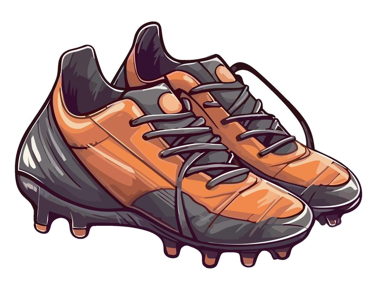 A pair of orange soccer shoes on a white background vector