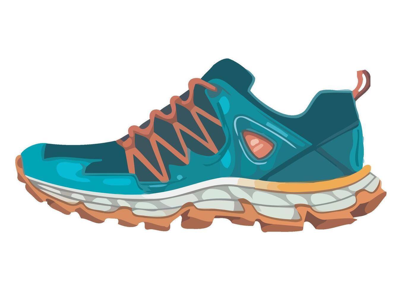 A blue running shoe with orange laces vector
