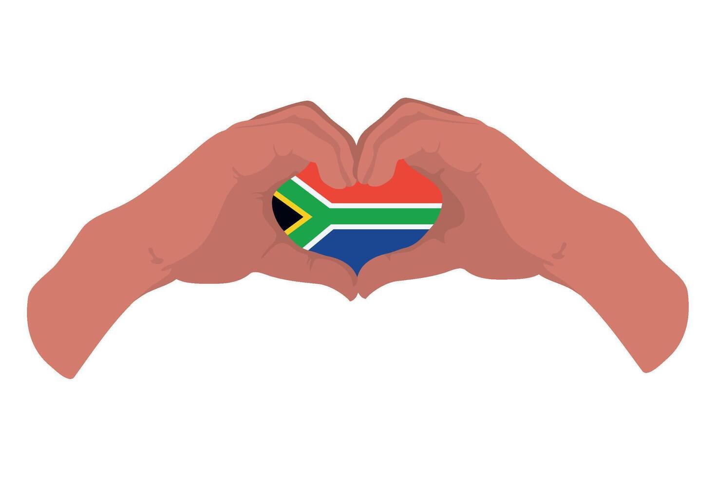 Hands making heart with flag of south africa vector