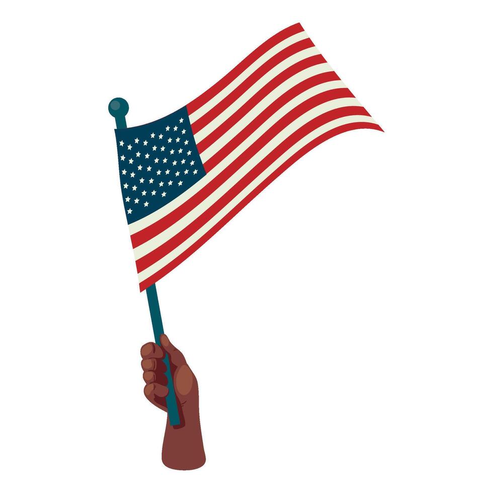 Hand holding united states of america flag illustration vector