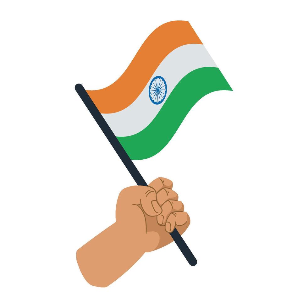 Hand holding and waving the indian flag vector