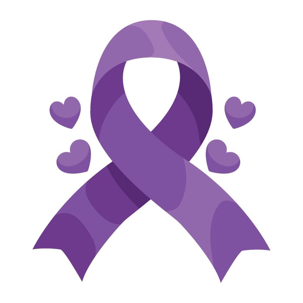 Purple ribbon with hearts on it vector