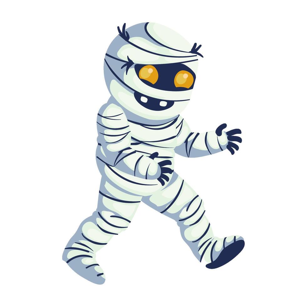A cartoon mummy character running for halloween concept vector