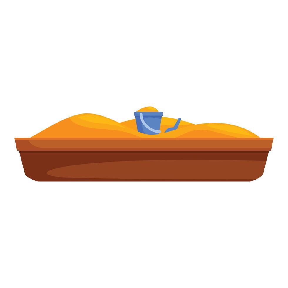 Wooden sandbox is filled with sand and ready for children to play in vector