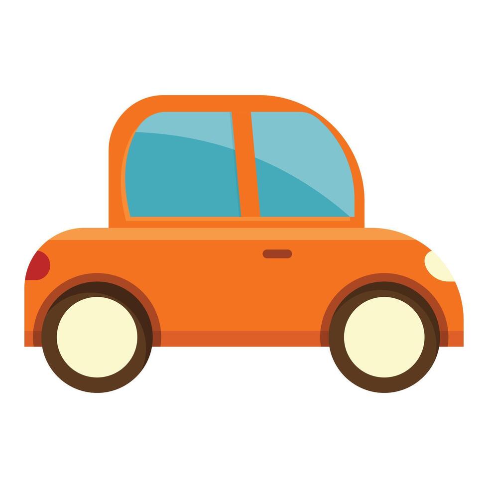 Small orange car side view illustration on white background vector