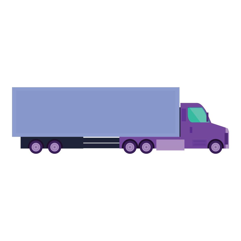 Purple delivery truck transporting goods side view vector