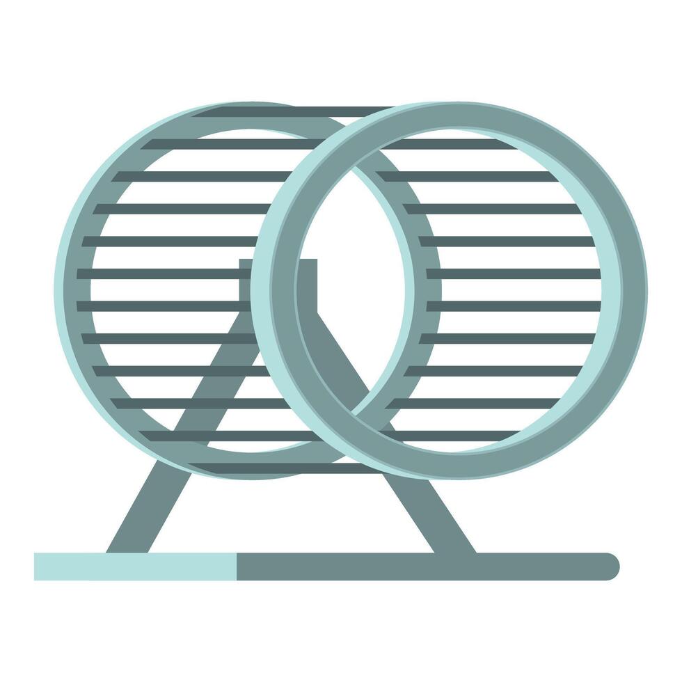 Metal hamster wheel standing on a stand for rodents to exercise vector
