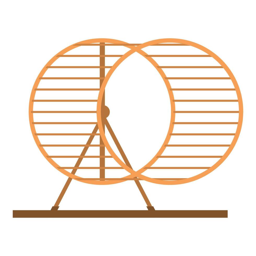 Empty hamster wheel standing on wooden platform vector