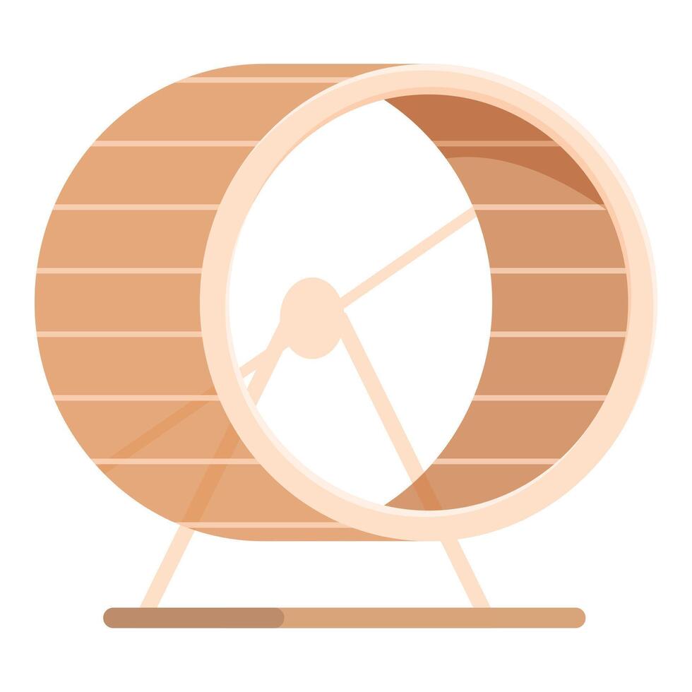 Wooden hamster wheel standing on support base vector