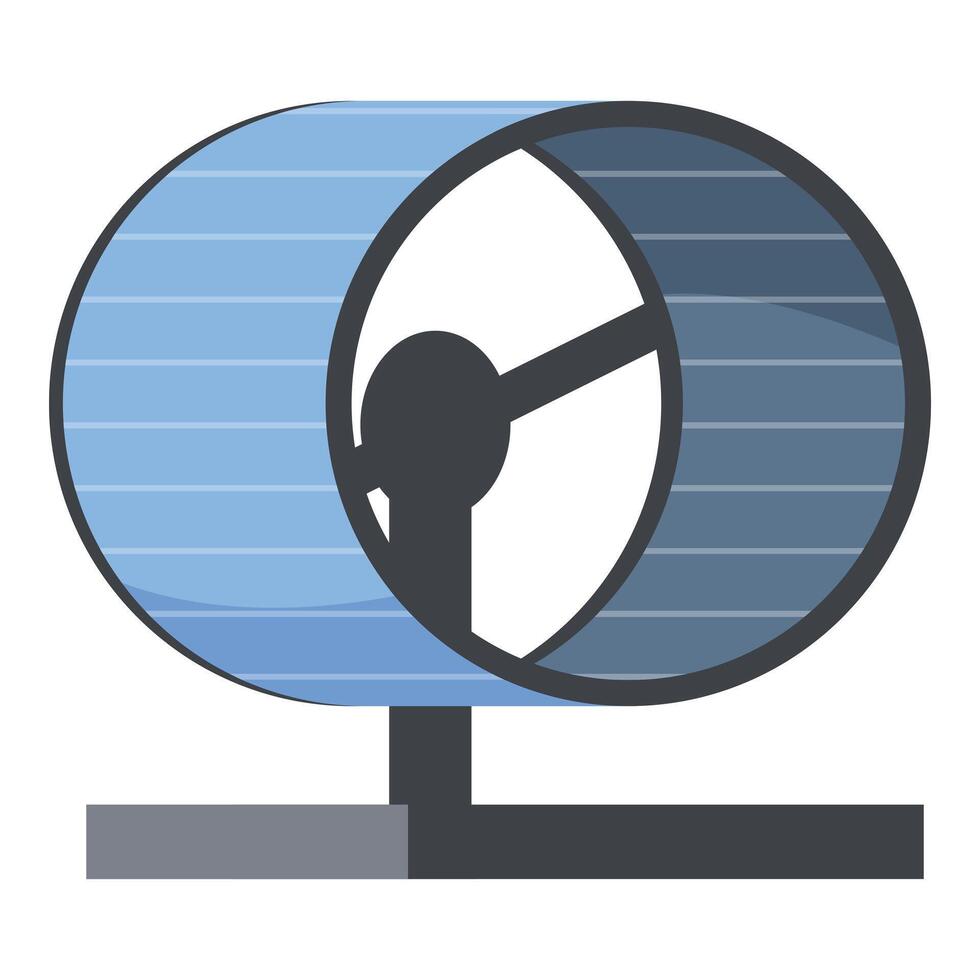 Blue hamster wheel standing on grey surface for playing vector