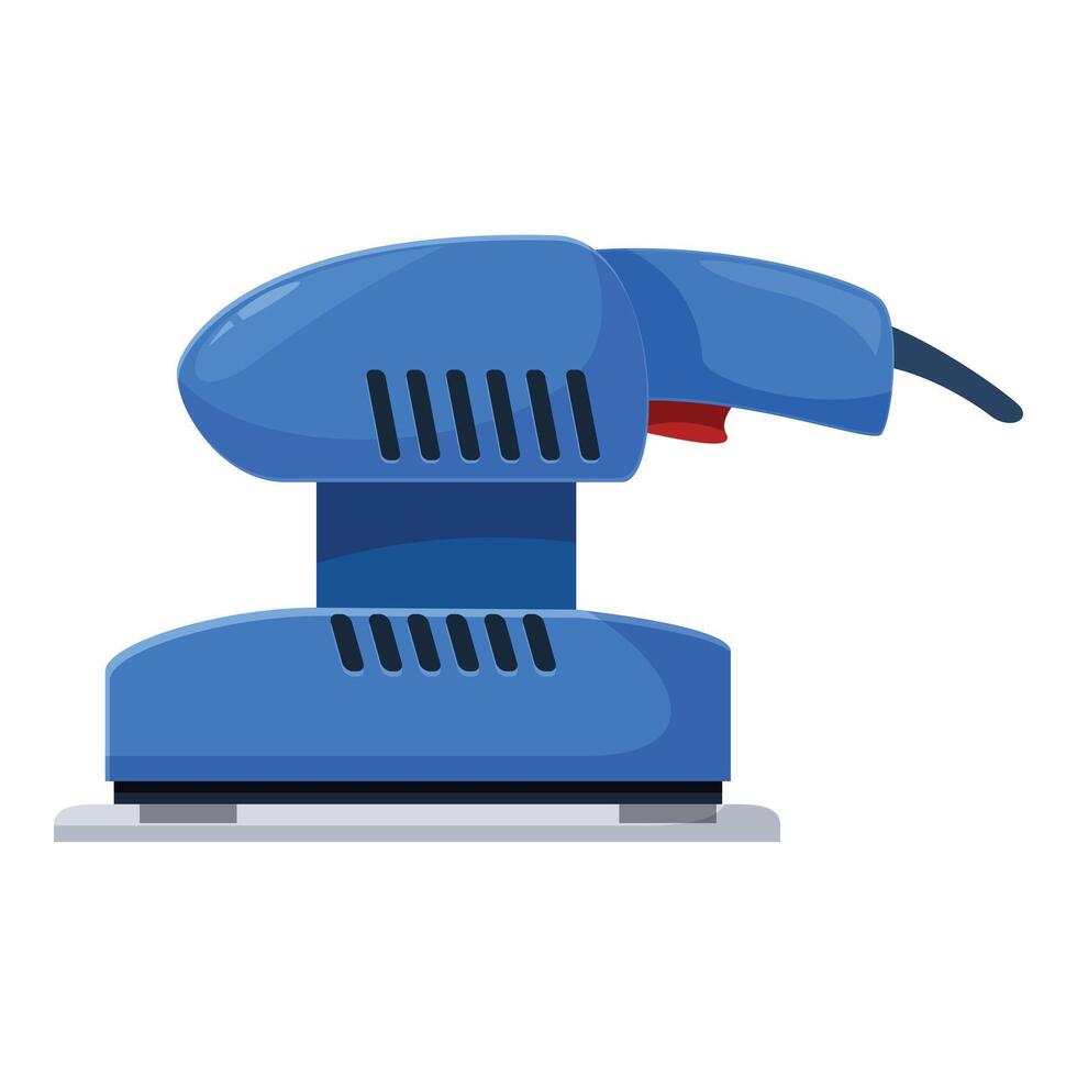 Blue electric sander for woodworking lying on white background vector