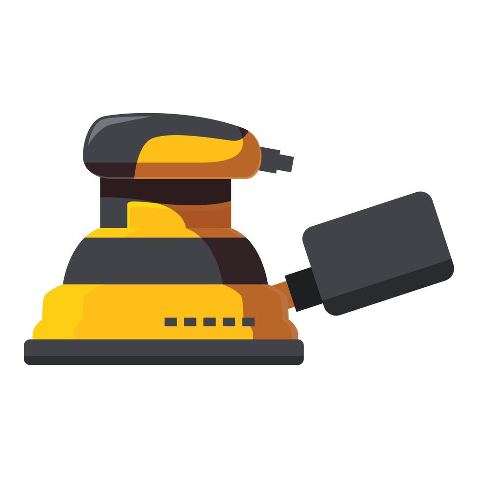 Yellow orbital sander power tool for sanding wood vector