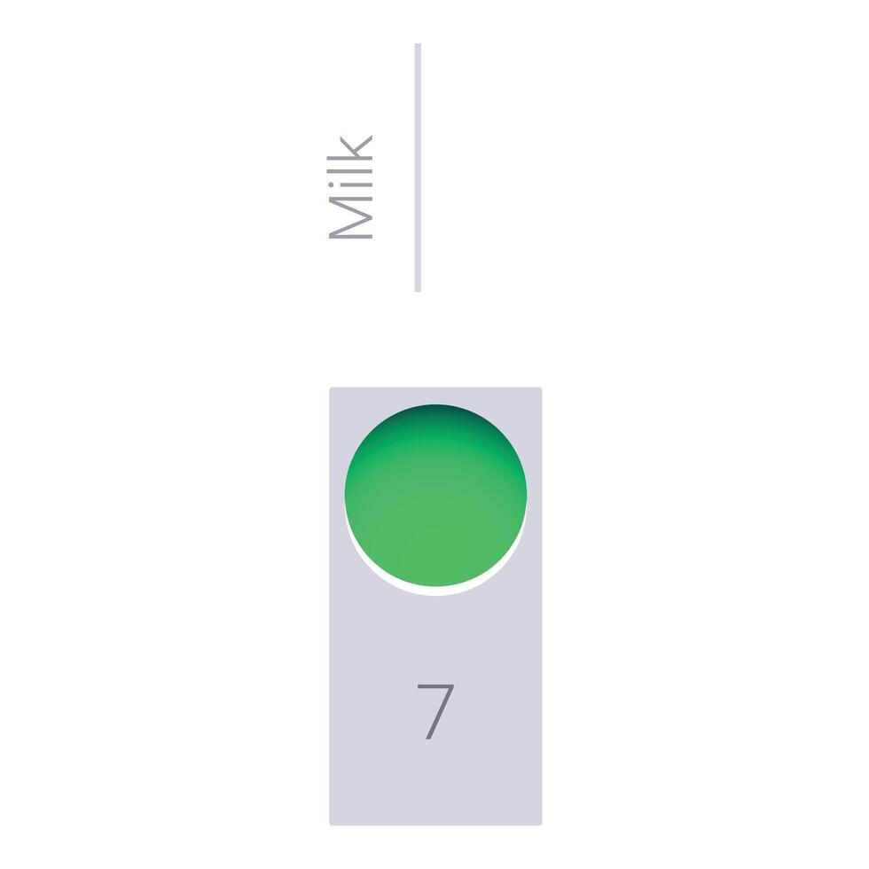 Minimalist green milk level indicator showing number seven vector