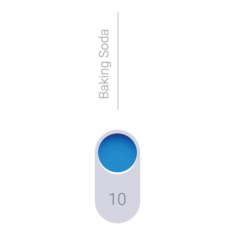 Baking soda level showing number ten on measuring scale vector