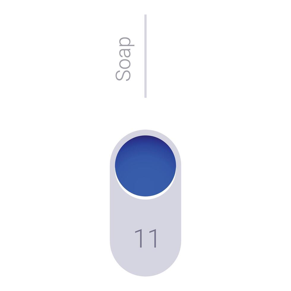 Soap level indicator showing number eleven on white background vector