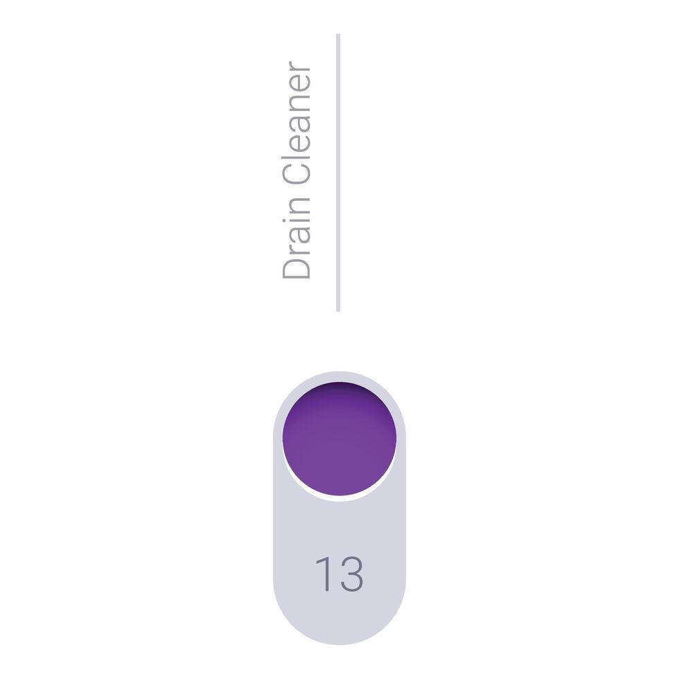 Drain cleaner bottle label with number thirteen and purple gradient background vector