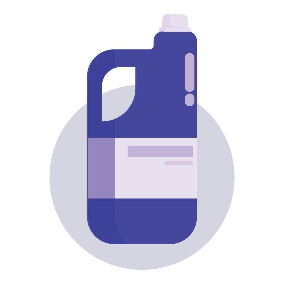Blue plastic detergent bottle with blank label on gray circle vector