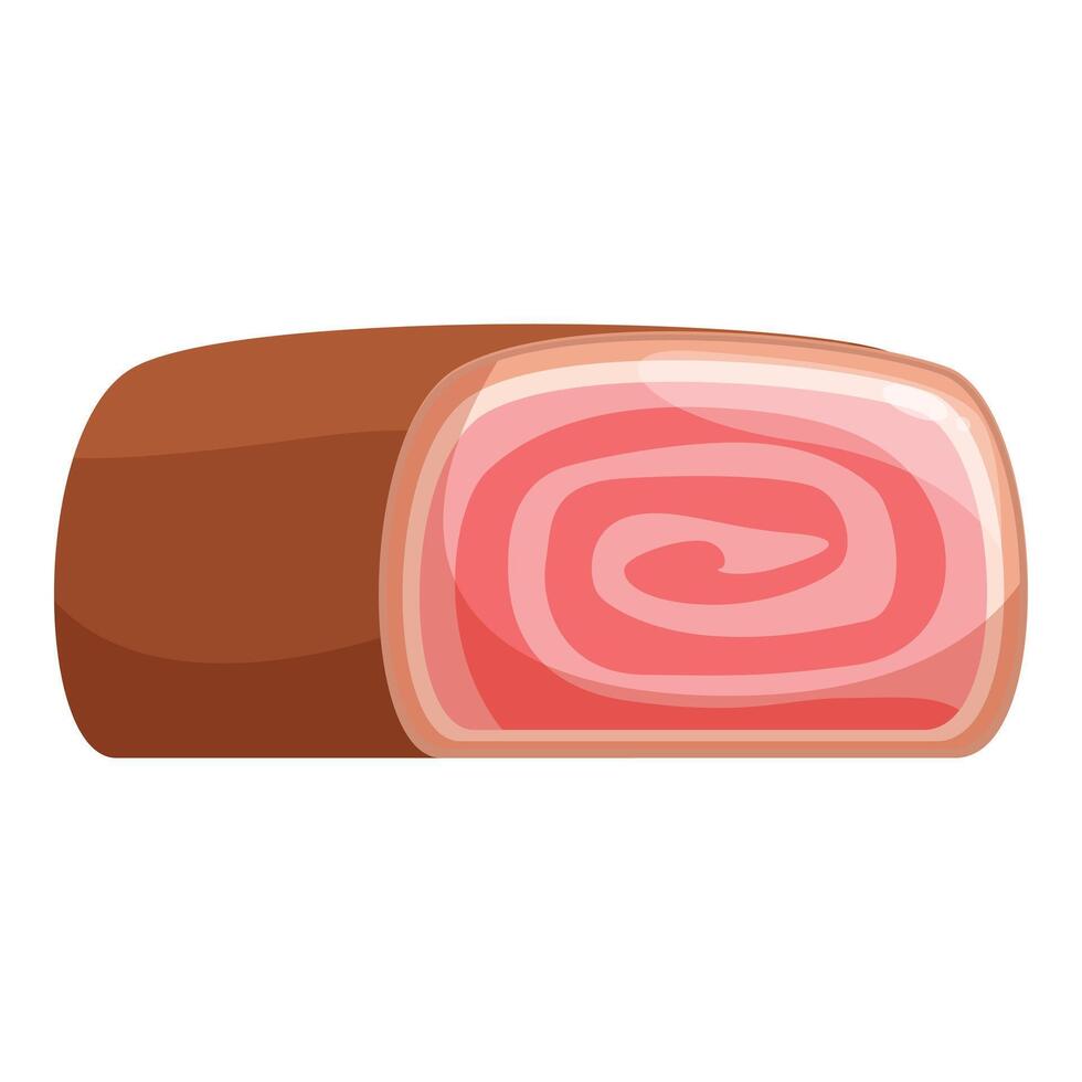 Pink swiss roll cake slice showing filling swirl vector
