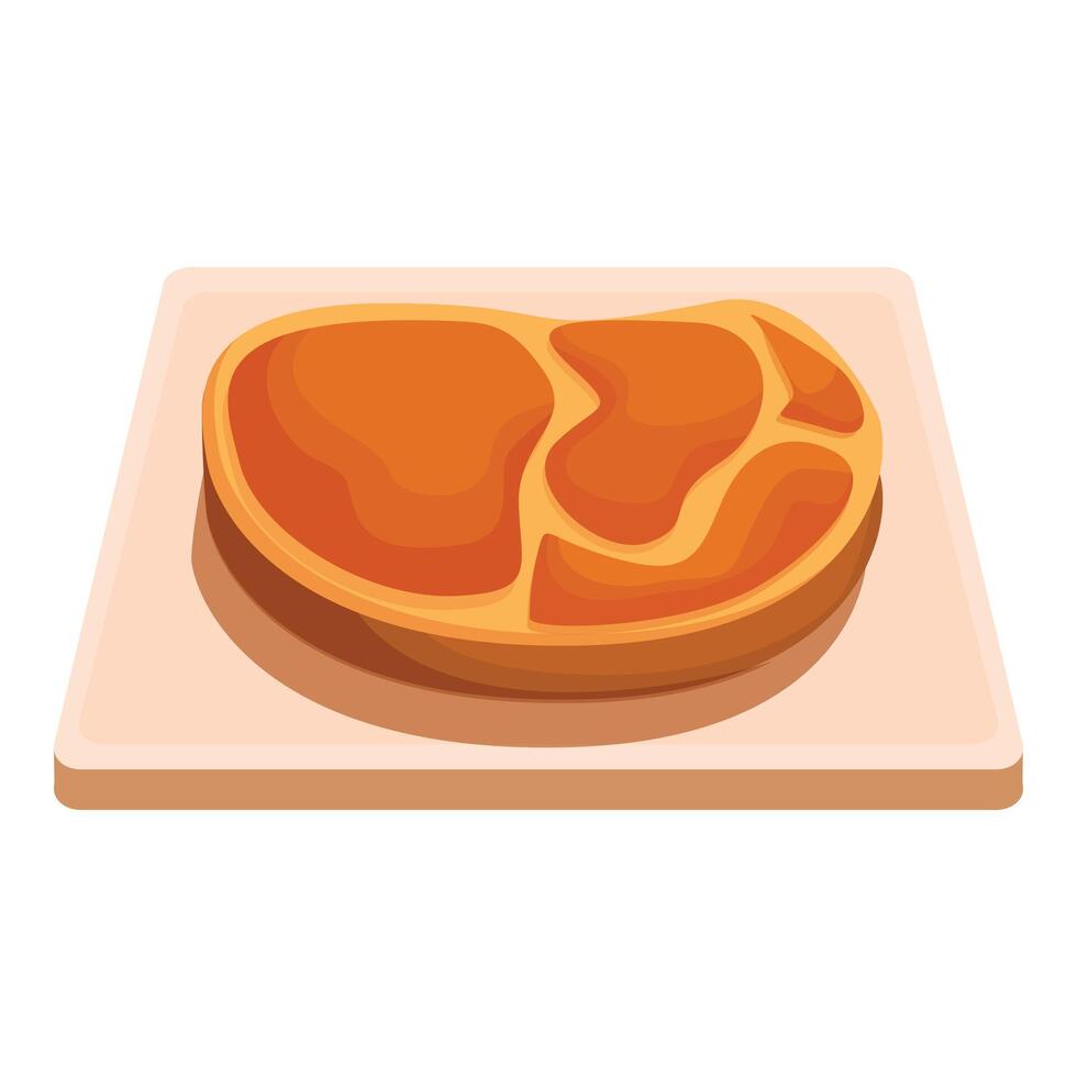 Grilled pork steak resting on a cutting board vector