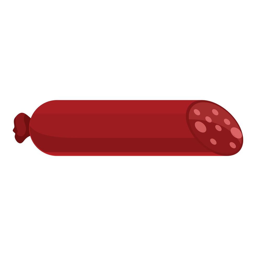 Long smoked salami sausage lying horizontally with packaging vector