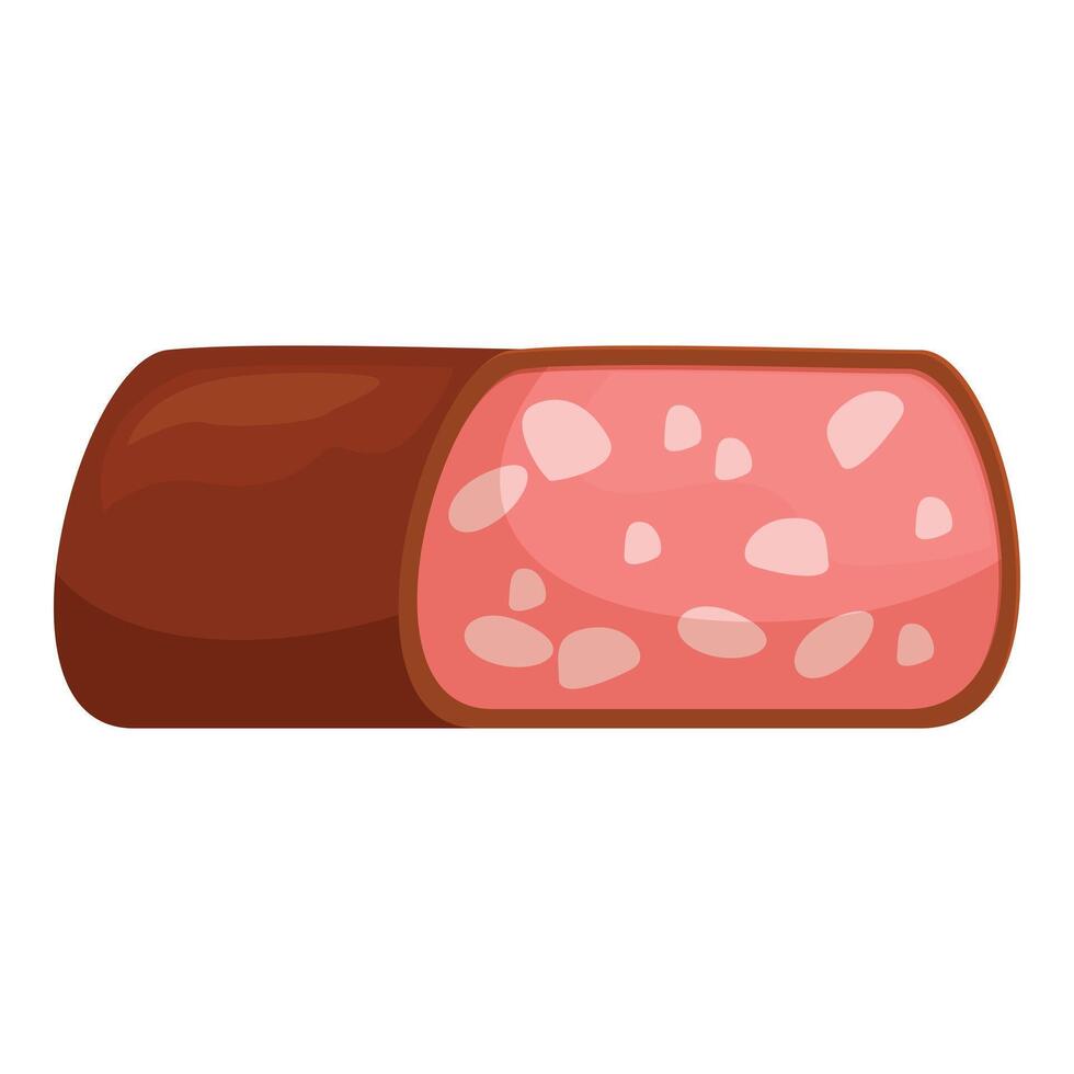 Half sausage loaf showing the pork meat inside vector