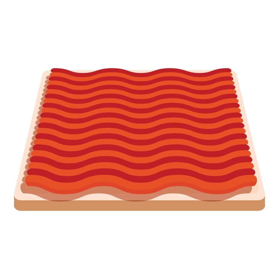 Square slice of bread covered with wavy salmon fillet vector