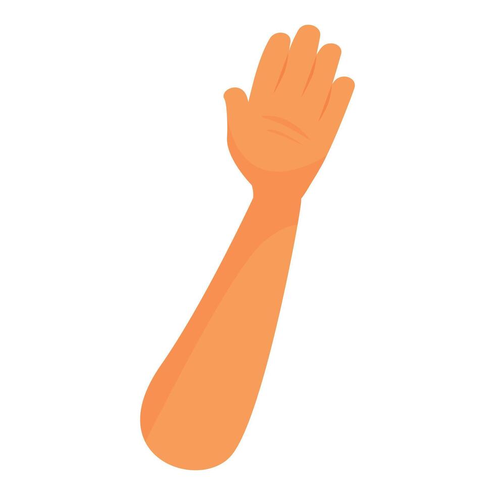Human arm raising hand showing five fingers gesture vector