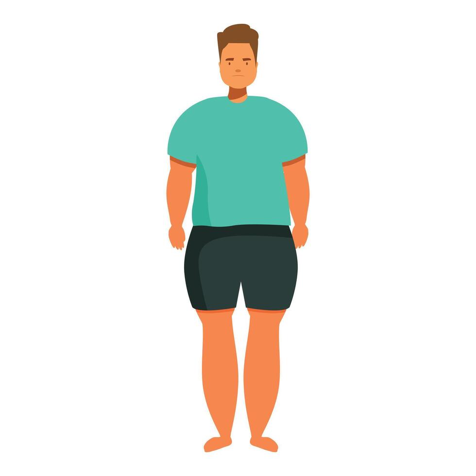 Overweight man suffering from obesity standing isolated on white background vector