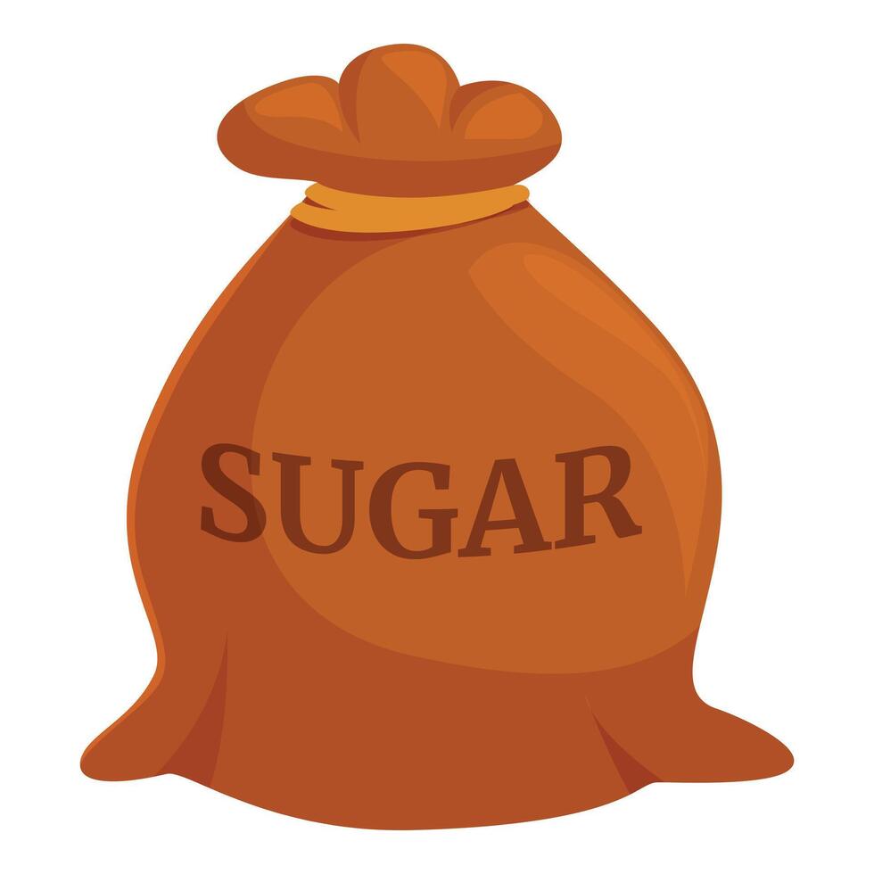 Full brown canvas bag of sugar isolated on white background vector