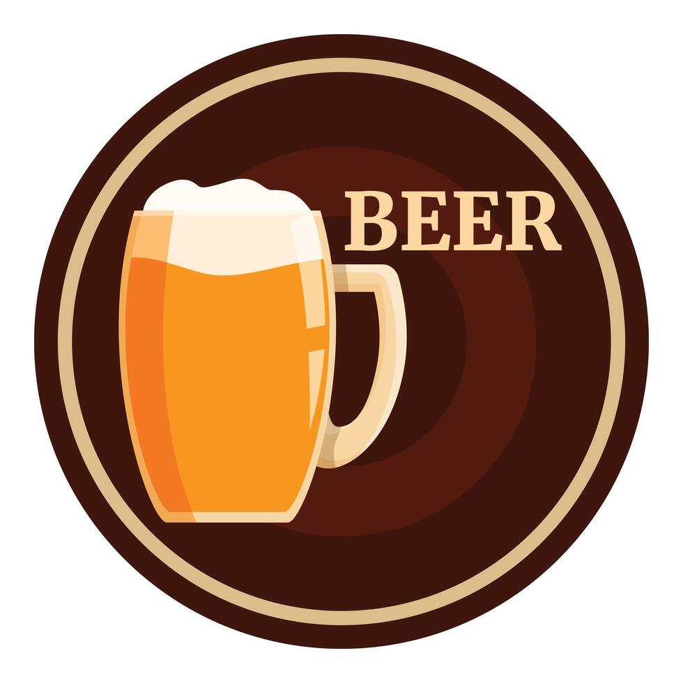 Glass of beer with foam on brown background logo vector