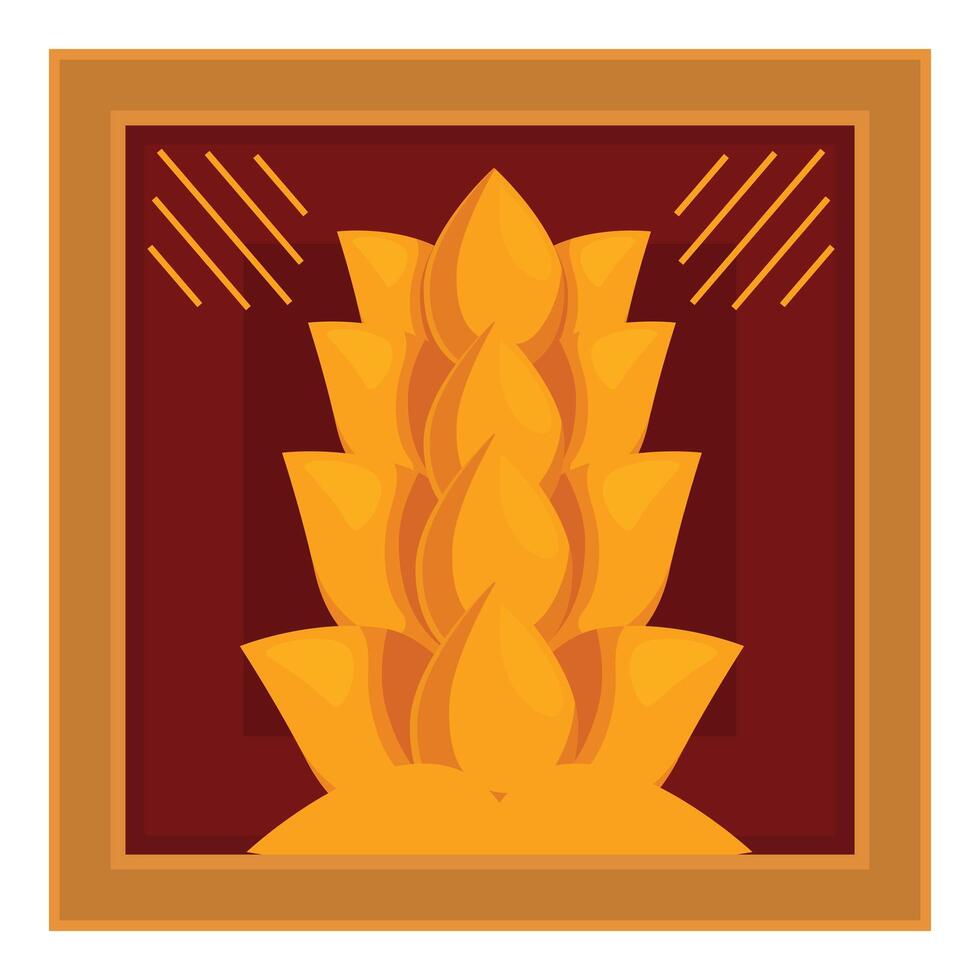 Golden stylized wheat crop growing inside a frame vector