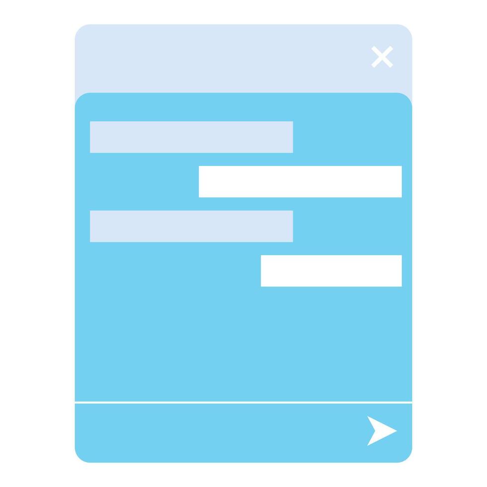 Blue chatting app interface with empty message boxes vector