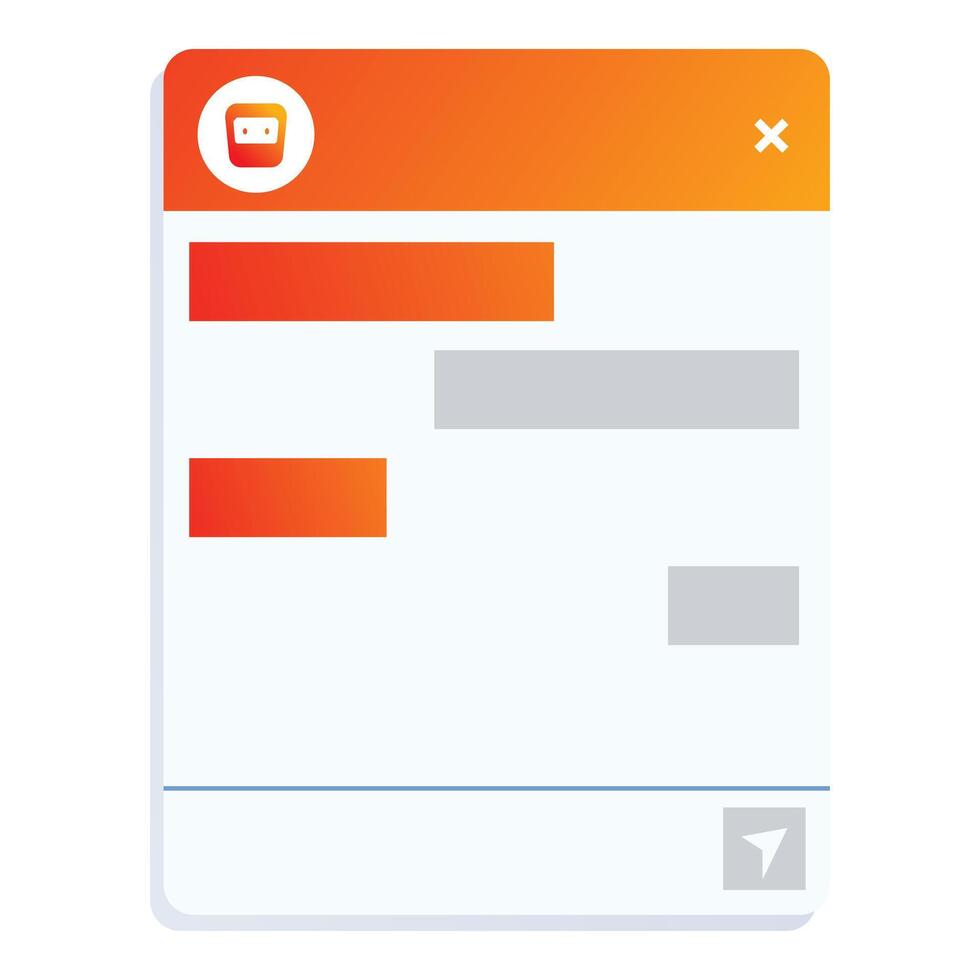Blank ui mobile app screen showing messaging interface with orange header vector