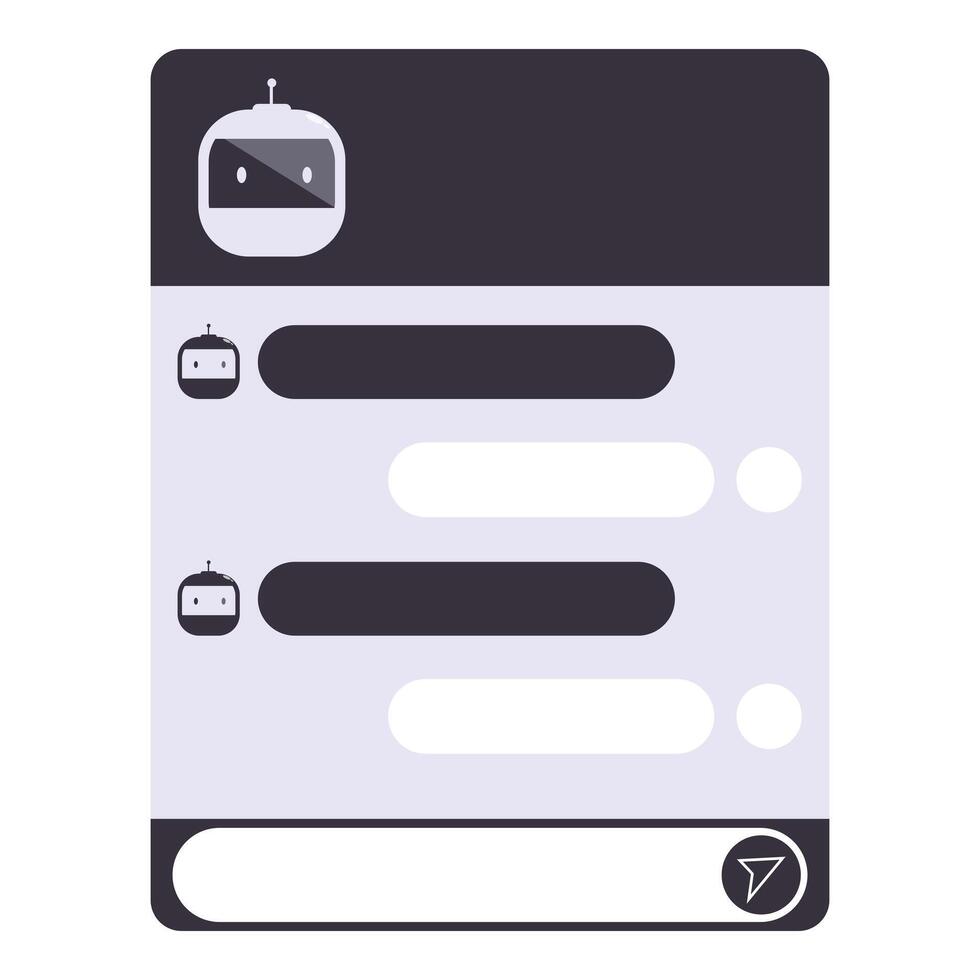 Chatbot chatting with user on smartphone screen vector