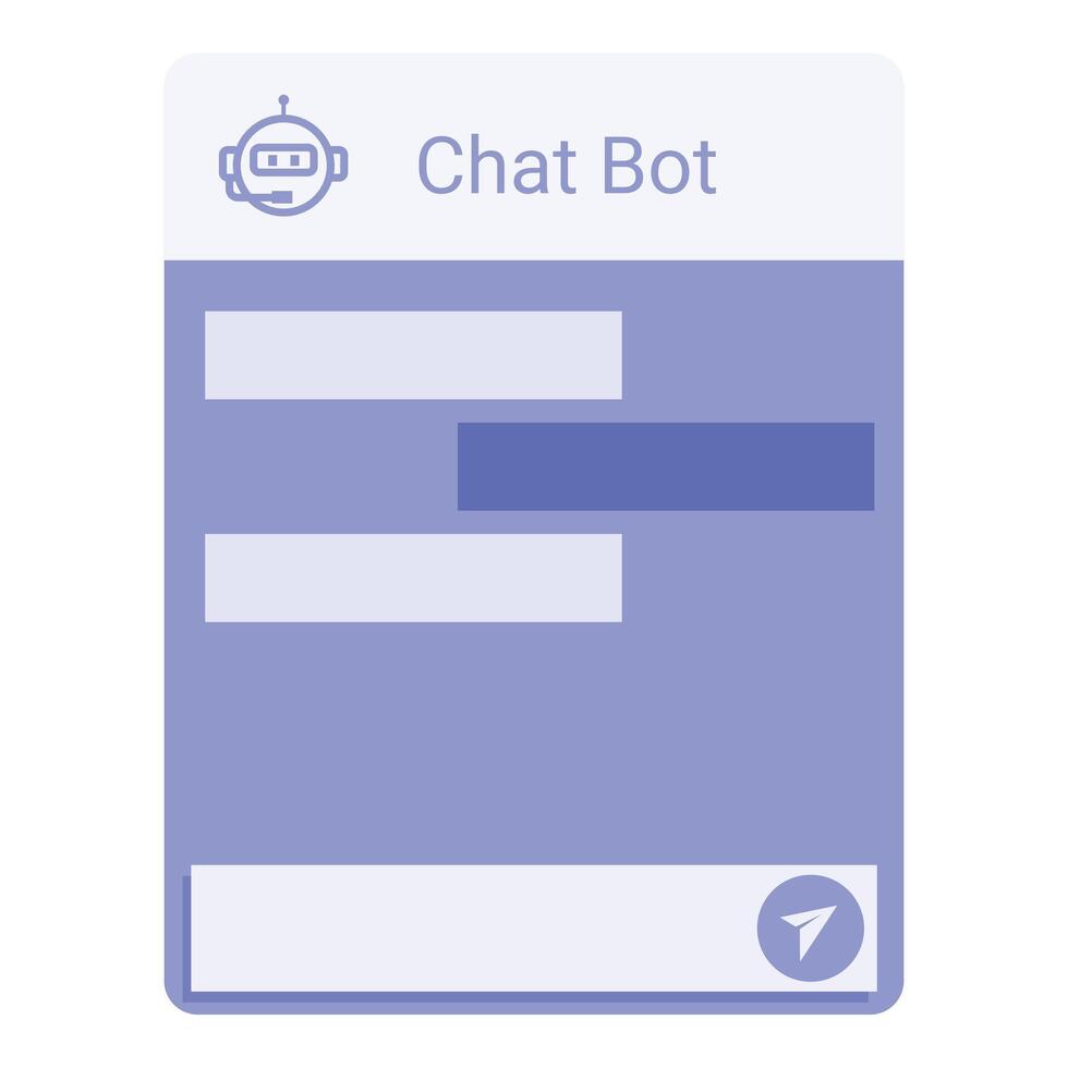 Chat bot interface showing conversation with artificial intelligence vector